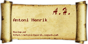 Antoni Henrik névjegykártya